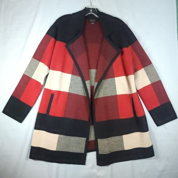 Pendleton Sweaters - Pendleton Wool Sweater Cardigan Jacket Women XL Petite Open Front Red Plaid